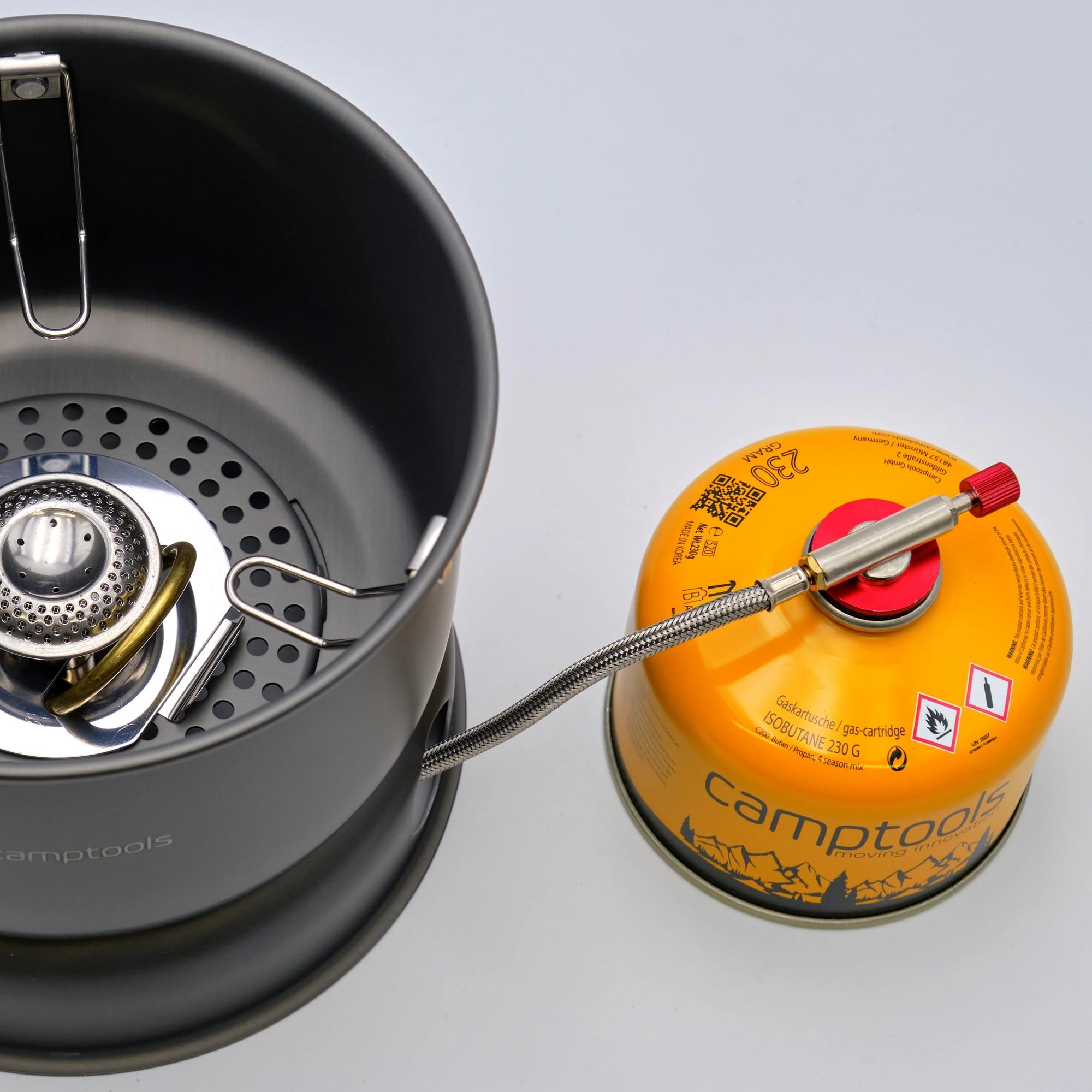 Sturmkocher mit Gas- und Spiritusbrenner Komplettset