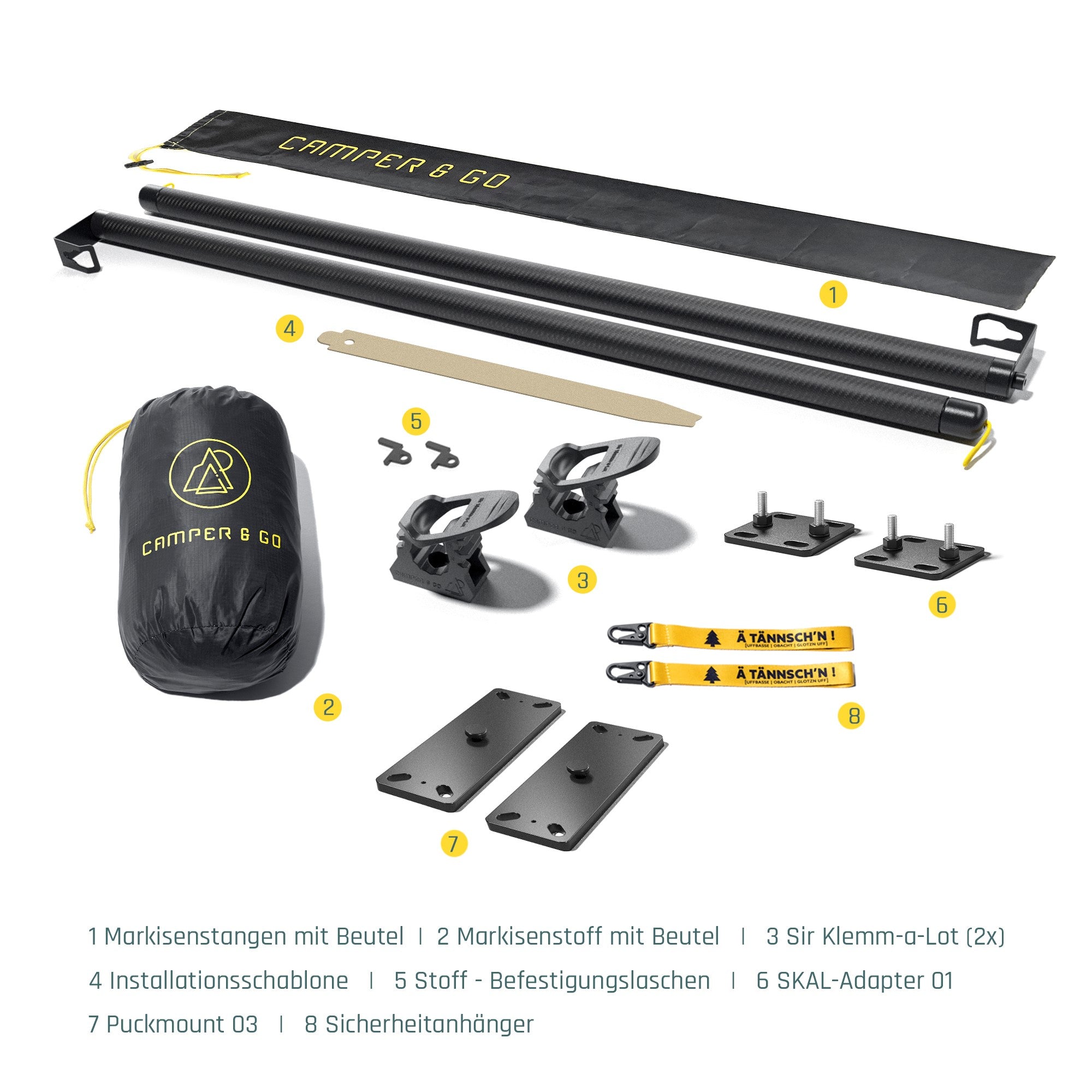 CAMPER & GO MARKISE - FLEX LINE Komplettset für Airholder Dachträger VW T5 und T6